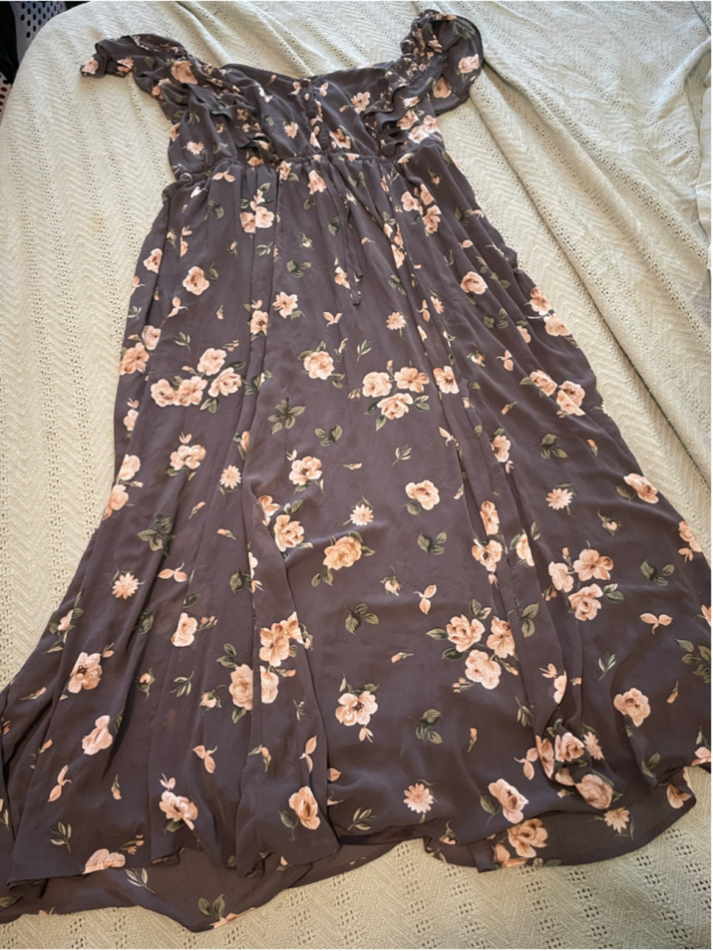 Torrid Floral Maxi Dress, Size 2X, Grey and Peach cottagecore granny grandma